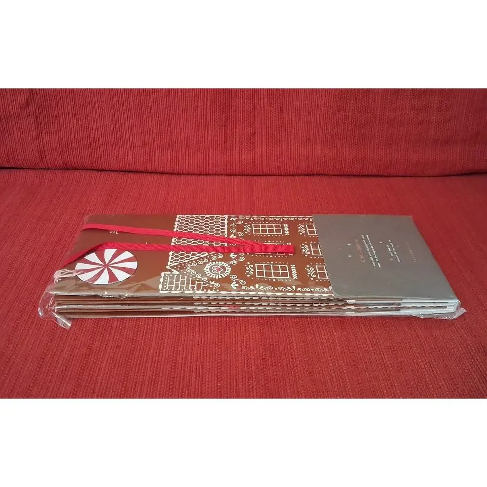 Pottery Barn 3 GINGERBREAD HOUSE WINE BAGS Tissue Paper Gift Tag CHRISTMAS Wrap